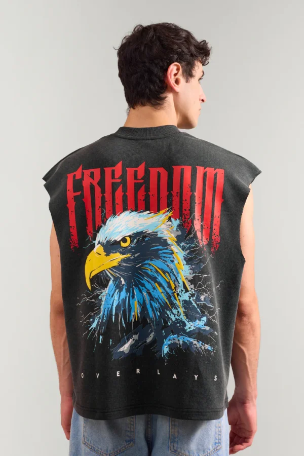 Hawk Eye Sleeveless Heavy Weight Acid Wash Tank Top With Raw Edges